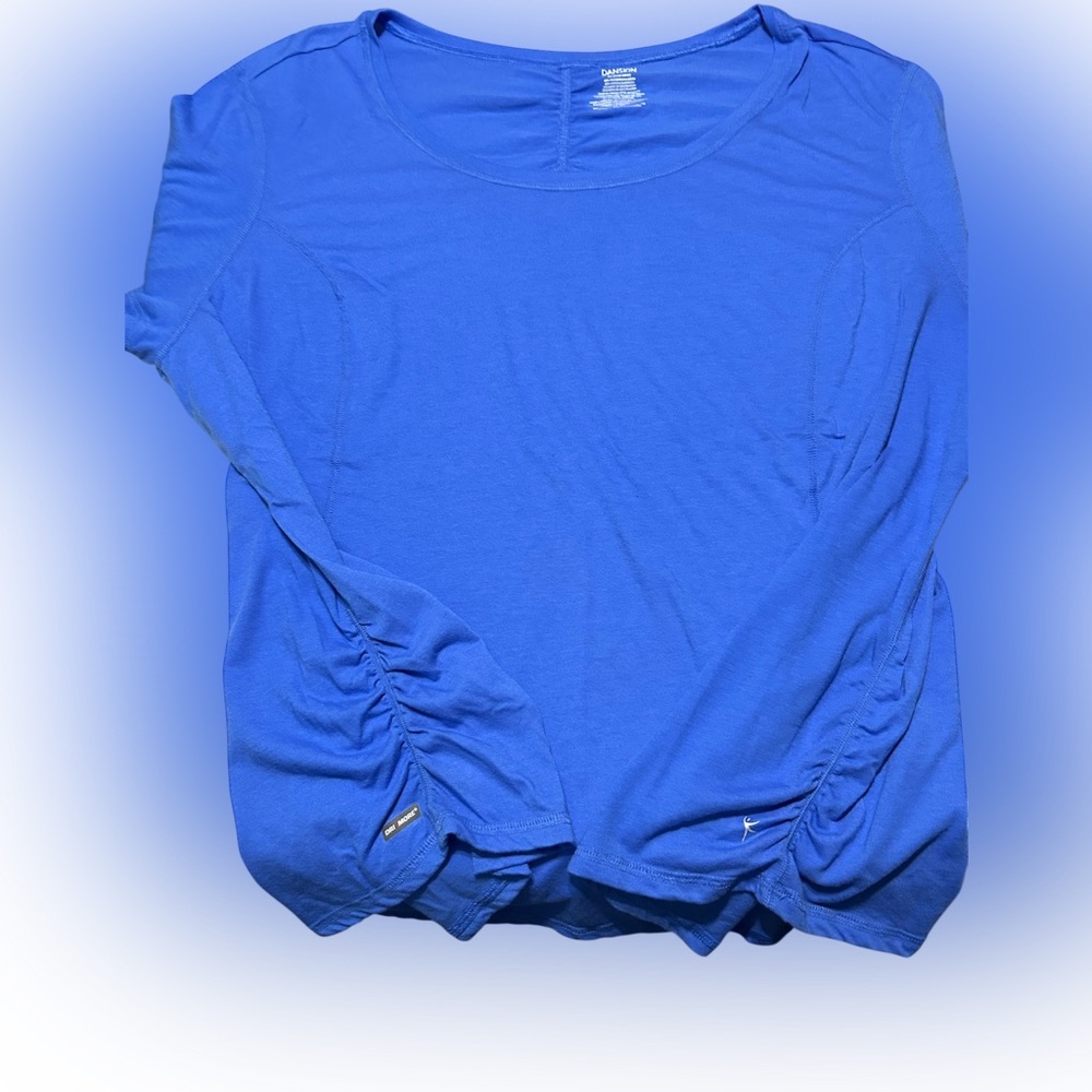 Danskin Now Blue Ruched Dri-More T-Shirt